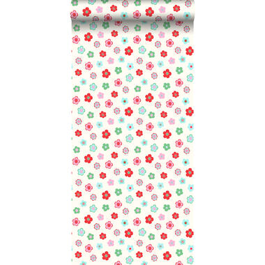 ESTAhome papier peint - fleurs intage - bleu clair, vert et rouge product