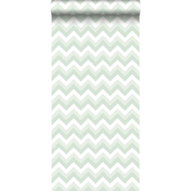 ESTAhome behang - zigzag motief - mintgroen en wit - 53 cm x 10.05 m product