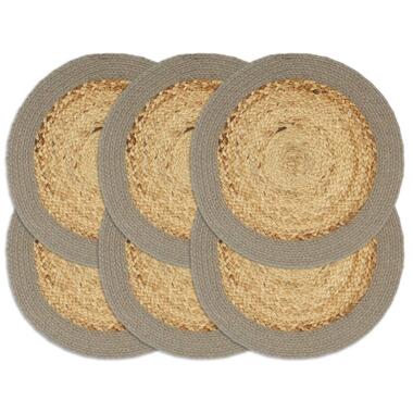 vidaXL Placemats 6 st 38 cm jute en katoen natuurlijk en grijs product