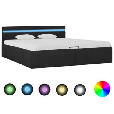 vidaXL Bedframe met opbergruimte en LED stof donkergrijs 160x200 cm product