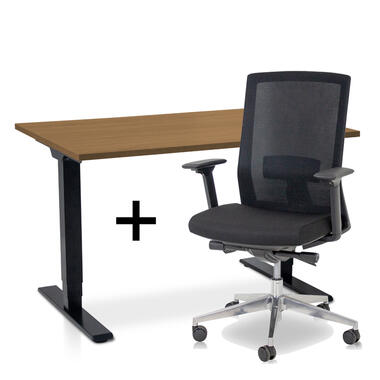 Ensemble MRC COMFORT - Bureau assis-debout + chaise - 120x80 - havanna product