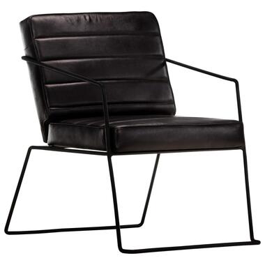 VIDAXL Fauteuil echt leer zwart product