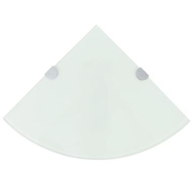 vidaXL Étagères d'angle 2 pcs et supports chromés Verre Blanc 35x35 cm product