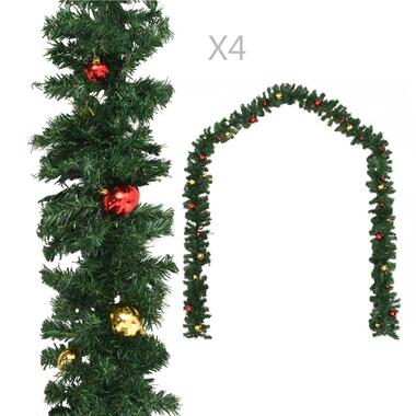 vidaXL Kerstslingers 4 st met kerstballen 270 cm PVC groen product