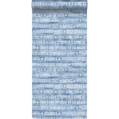 ESTAhome papier peint - textes estivaux - bleu - 53 cm x 10,05 m product