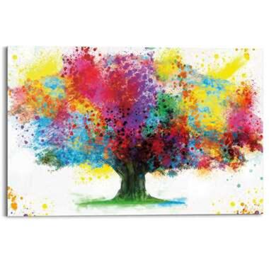Schilderij - Kleurrijke boom - 60x90 cm Hout product