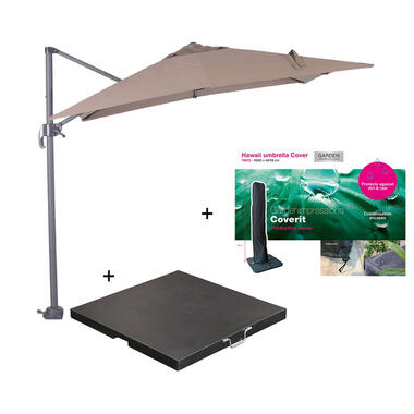 Garden Impressions parasol S 250x250 d. grijs/taupe met voet en hoes product