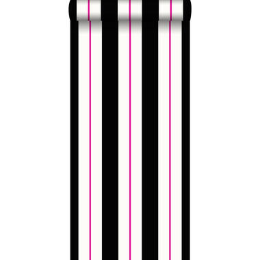 ESTAhome behang - strepen - roze en zwart - 53 cm x 10,05 m product