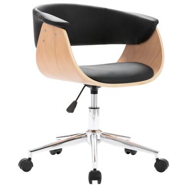 VIDAXL chaise de bureau en similicuir/bois courbé - pivotante/noire product