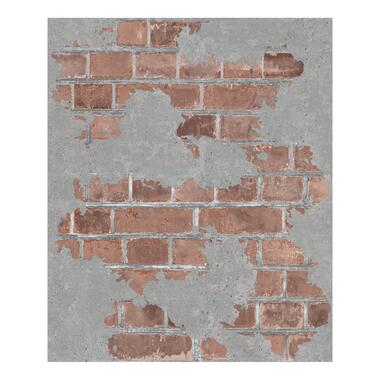 Dutch Wallcoverings - Reflets baksteen/beton rood/grijs - 0,53x10,05m product