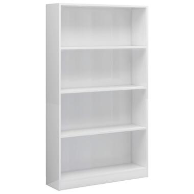 vidaXL Boekenkast 4 schappen 80x24x142 cm bewerkt hout hoogglans wit product