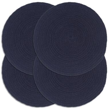 vidaXL Placemats 4 st rond 38 cm katoen effen marineblauw product