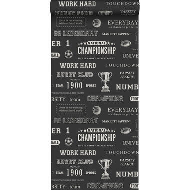 ESTAhome behang - sportquotes - zwart - 53 cm x 10.05 m product
