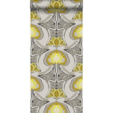 Origin behang - jugendstil bloemmotief - okergeel - 53 cm x 10,05 m product