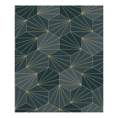 Dutch Wallcoverings - Galactik dessin donkergroen/goud - 0,53x10,05m product