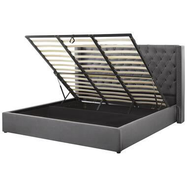 LUBBON - Bed met opbergruimte - Grijs - 180 x 200 cm - Fluweel product