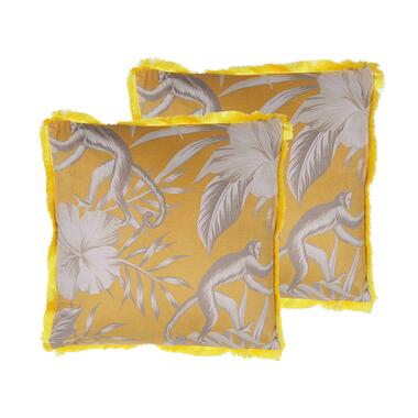 MANJU - Sierkussen set van 2 - Geel - 45 x 45 cm - Polyester product