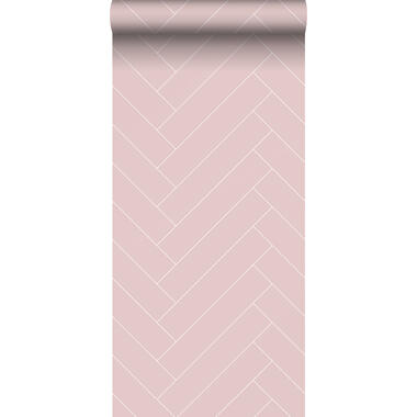 ESTAhome papier peint - chevron - vieux rose et blanc - 0.53 x 10.05 m product