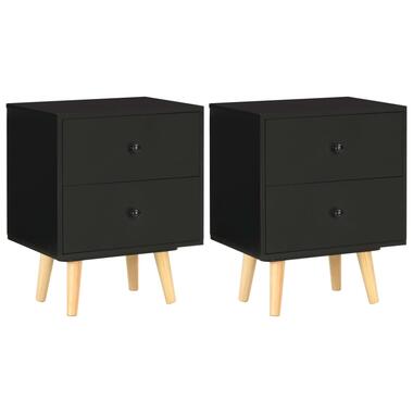 vidaXL Tables de chevet 2 pcs Noir 40 x 30 x 50 cm Pin massif product