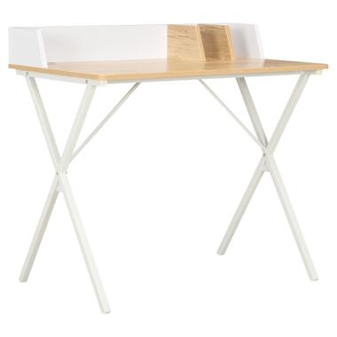 vidaXL Bureau 80x50x84 cm wit en natuurlijk product