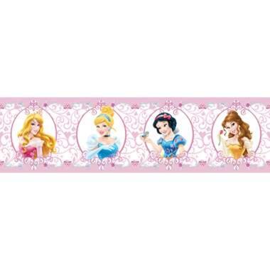 Disney zelfklevende behangrand - prinsessen - roze - 14 x 500 cm product