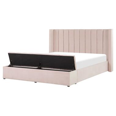 NOYERS - Bed met opbergruimte - Roze - 160 x 200 cm - Fluweel product