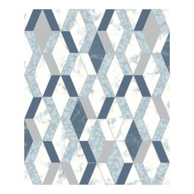 Dutch Wallcoverings - Hexagone ruit grafisch blauw - 0,53x10,05m product