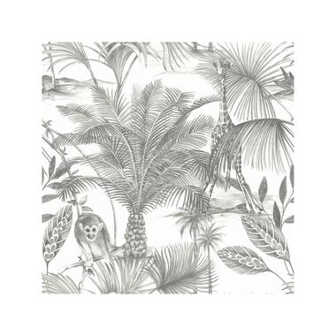 Dutch Wallcoverings - Jungle Fever Kidatu grijs/wit - 0,53x10,05m product