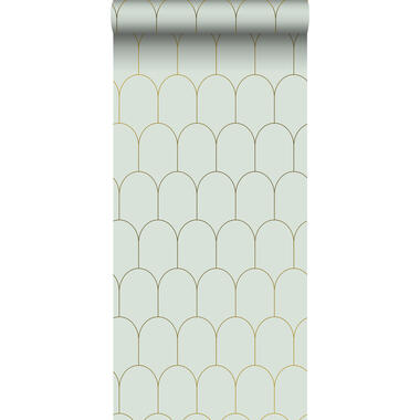 ESTAhome behang - art deco motief - mintgroen en goud - 0.53 x 10.05 m product