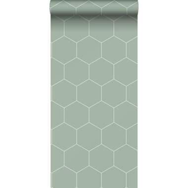 ESTAhome papier peint - hexagone - vert grisé et blanc product