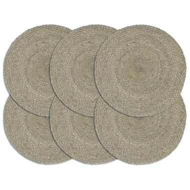 vidaXL Placemats 6 st rond 38 cm jute effen grijs product