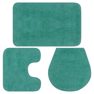 vidaXL Jeu de tapis de salle de bain 3 pcs Tissu Turquoise product