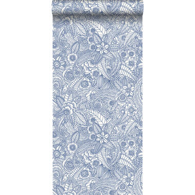 ESTAhome papier peint - fleurs - bleu sur blanc - 53 cm x 10,05 m product