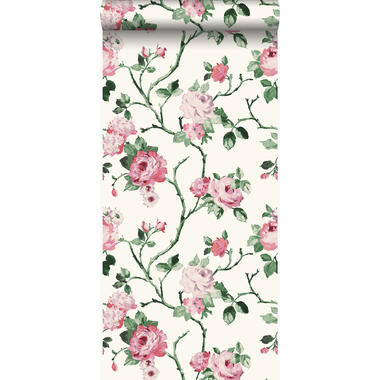 Origin papier peint - fleurs - blanc et rose clair - 53 cm x 10,05 m product