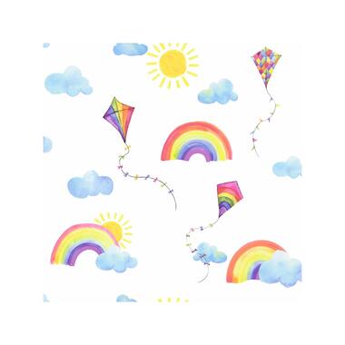 Dutch Wallcoverings - Over The Rainbow- Flying Kites White -0,53x10,05 product