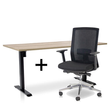 Ensemble MRC EASY - Bureau assis-debout + chaise - 160x80 - chêne robuste product