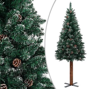 vidaXL Sapin de Noël mince bois véritable et neige blanche vert 150 cm product