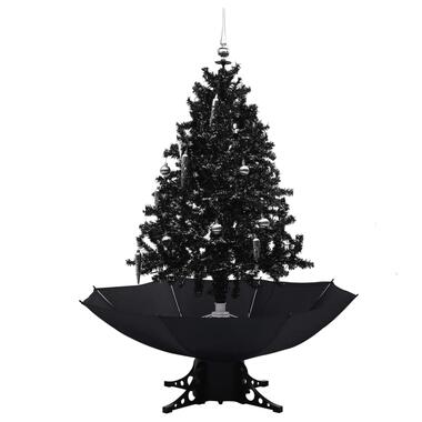 vidaXL Kerstboom sneeuwend met paraplubasis 140 cm PVC zwart product