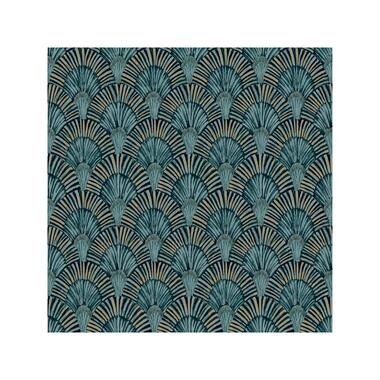 Dutch Wallcoverings - Jungle Fever Deco Fan blauw/goud - 0,53x10,05m product