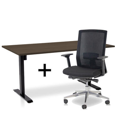 Ensemble MRC EASY - Bureau assis-debout + chaise - 160x80 - chêne brun product