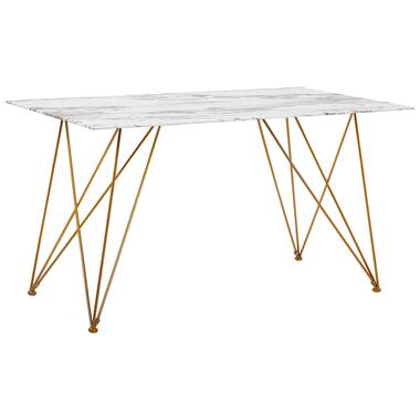 Table à manger effet marbre blanc et dorée 140 x 80 cm KENTON product