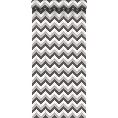 ESTAhome behang - zigzag motief - zwart en grijs - 53 cm x 10,05 m product