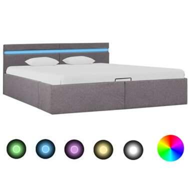 vidaXL Bedframe met hydraulische opslag en LED stof taupe 160x200 cm product