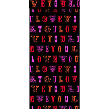 ESTAhome papier peint - love you - citations - noir et rose product