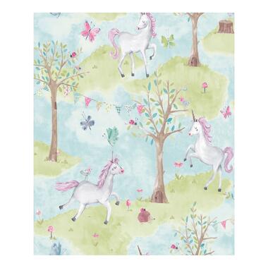 Dutch Wallcoverings - Little Ones Unicorn blauw/groen - 0,53x10,05m product