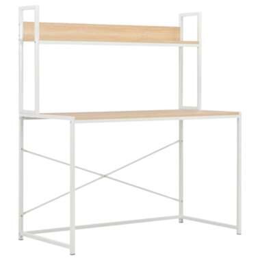 vidaXL Bureau d'ordinateur Blanc et chêne 120 x 60 x 138 cm product