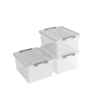 Curver Handy+ Opbergbox - 35L - 3 stuks - Transparant met deksel product