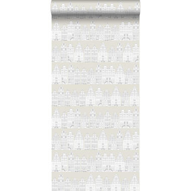 ESTAhome behang - Amsterdamse grachtenhuisjes - grijs - 53cm x 10.05m product