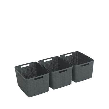 Curver Jute Panier L - 20L - lot de 3 - Gris Foncé - Plastique recyclé product