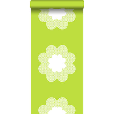 ESTAhome papier peint - fleurs en dentelle - vert citron product